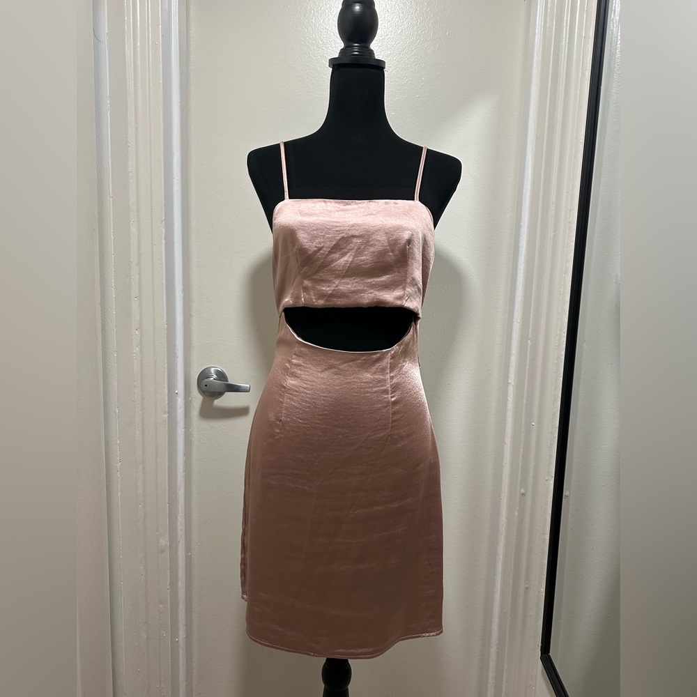 Rose Satin Sexy Cut-Out Dress